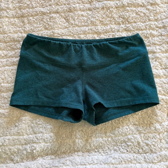 Fleo Pants - FLEO Teal Heathered Athletic Booty Shorts Size Med Gym Workout Crossfit Lifting
